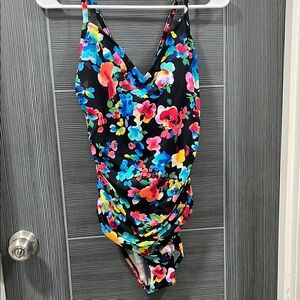 Floral One Piece Swimsuit aquagreen swimwear